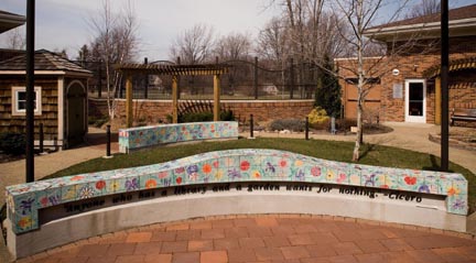 Library Reading Garden Ceramic Tile Benches by George Woideck of Artisan Architectural Ceramics